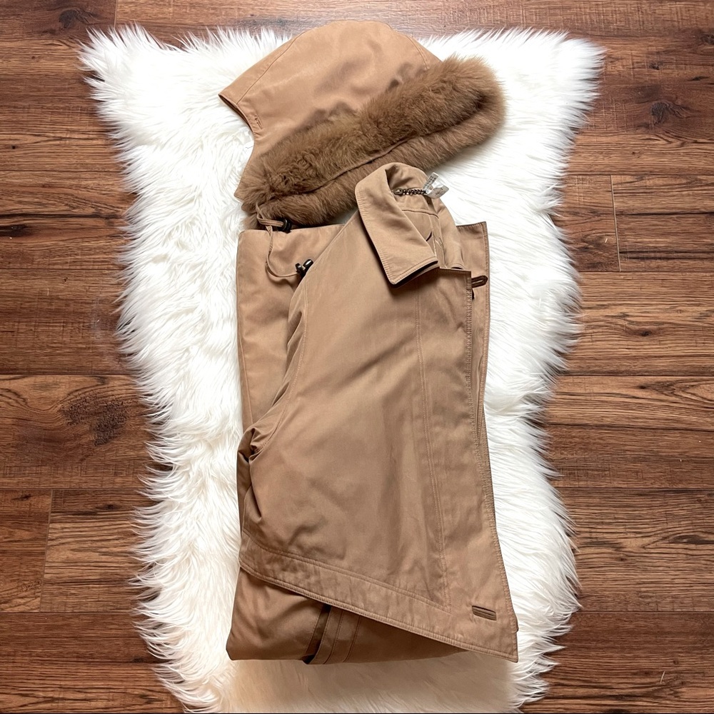 Winter Classic Women’s Camel Tan Double Collar Trench Coat Long Length Size L